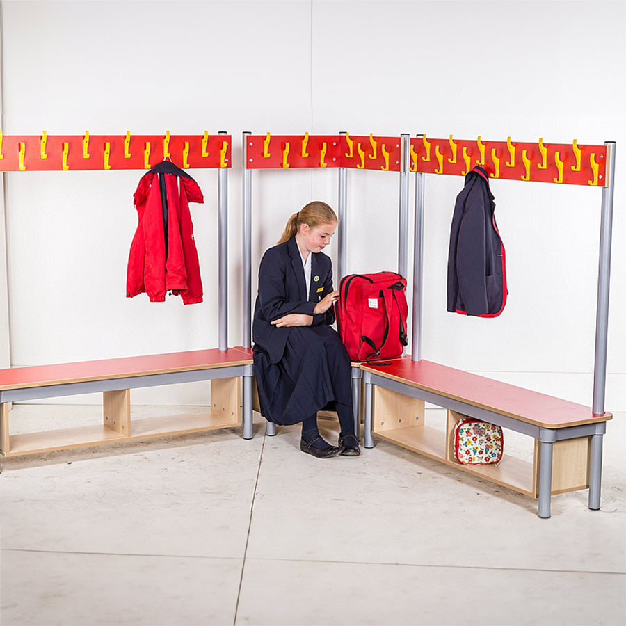 KubbyClass® Corner Coat Tidy & Single Coat Tidy Cloakroom Benches Lifestyle 1