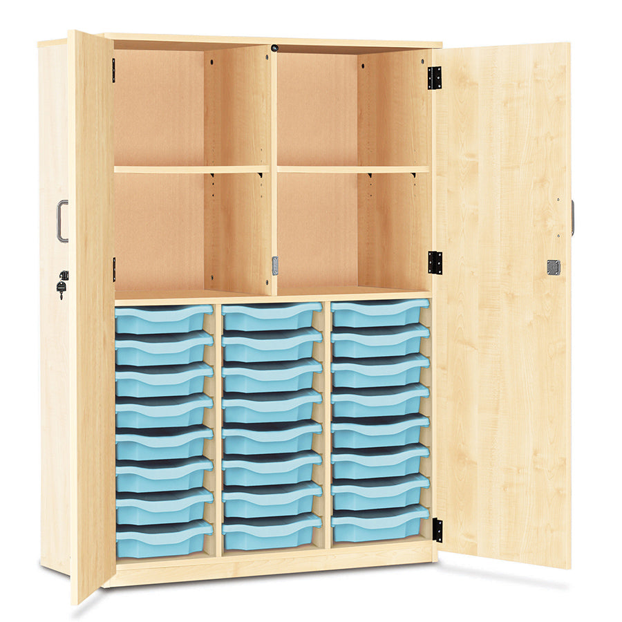 24 Tray Storage Cupboard with Full Locking Doors