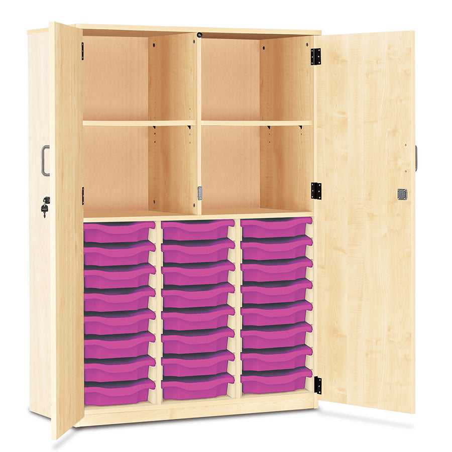 24 Tray Storage Cupboard with Full Locking Doors
