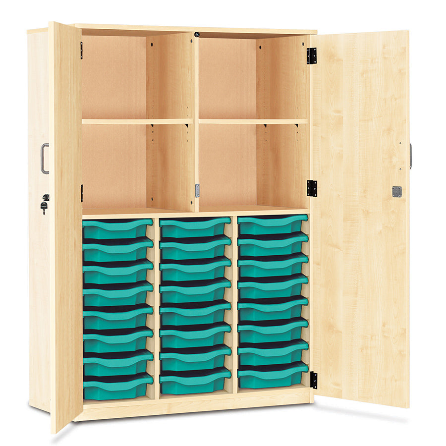 24 Tray Storage Cupboard with Full Locking Doors