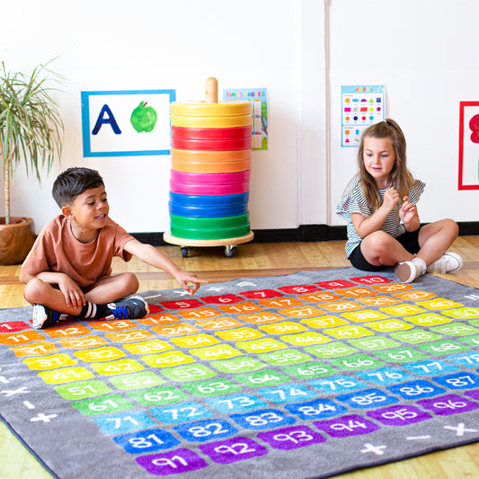 100 Square Counting Grid Carpet 2M