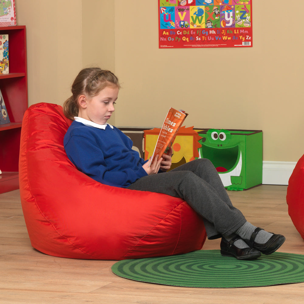 MB31702 Pack Of 5 Kids Reading Pods bean bag red with girl reading