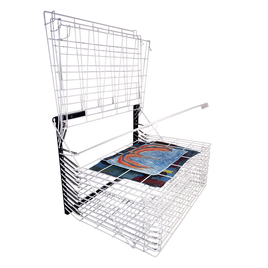 MD30141 15 Shelf Spring Loaded Wall Mounted Art Drying Open Rack with Artwork