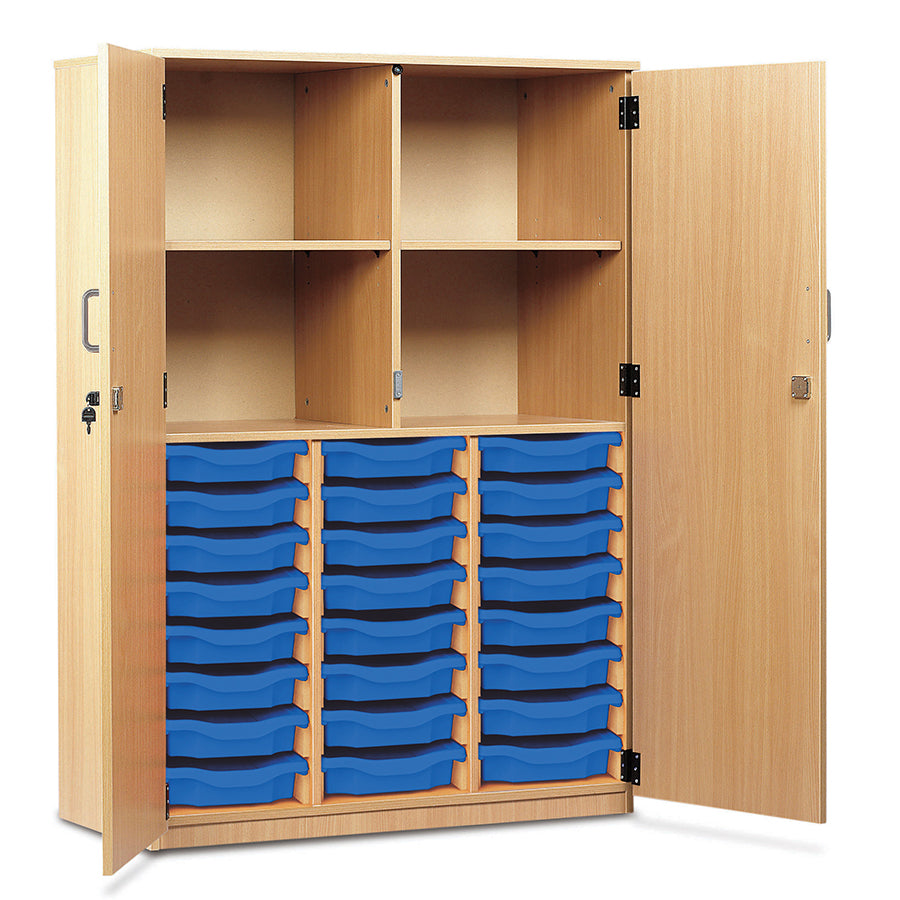 24 Tray Storage Cupboard with Full Locking Doors