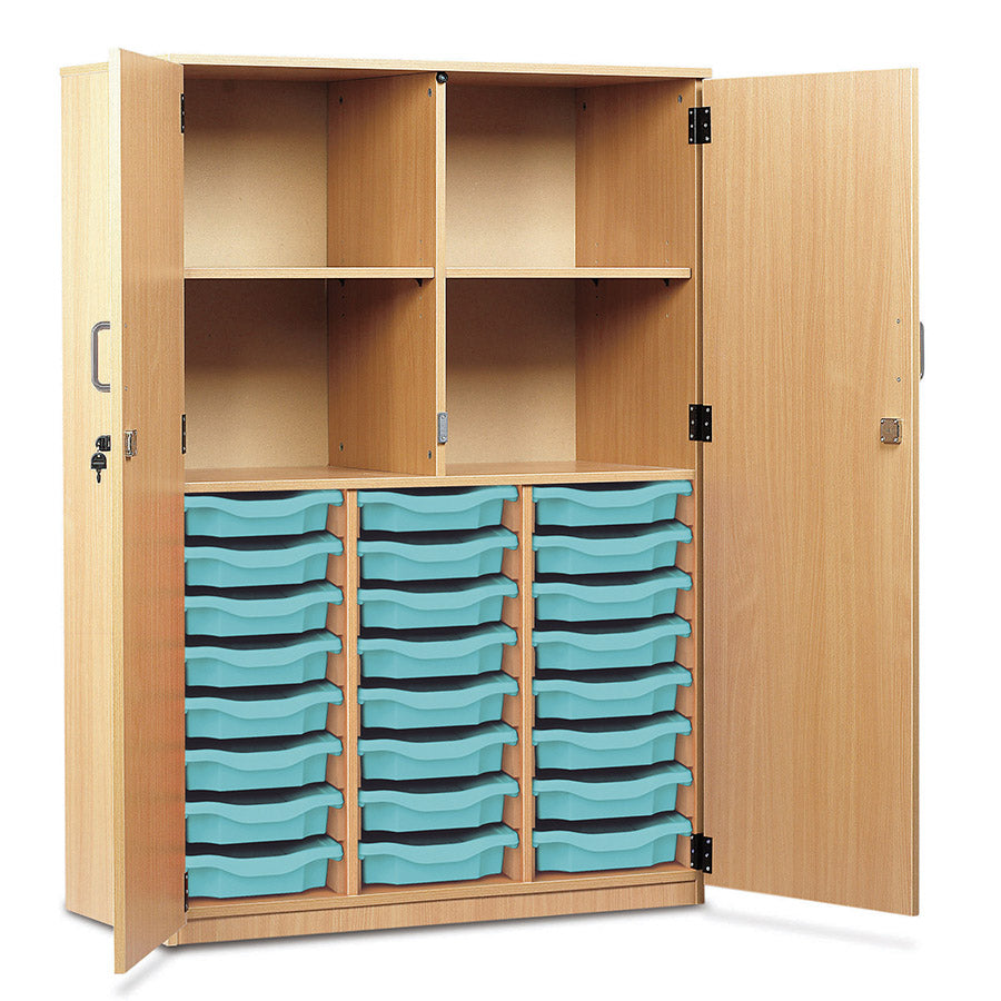 24 Tray Storage Cupboard with Full Locking Doors