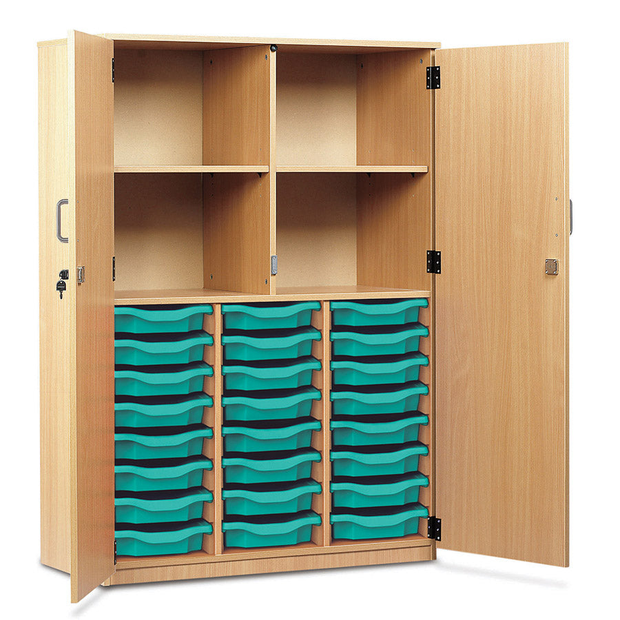 24 Tray Storage Cupboard with Full Locking Doors