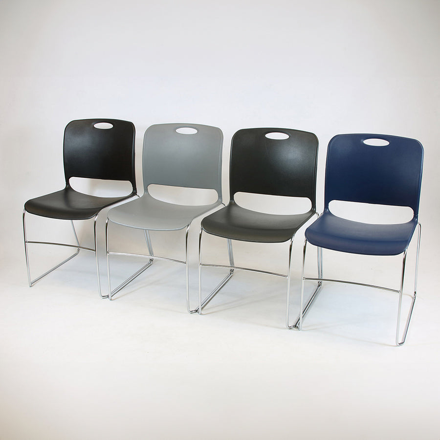 Maestro High Density Chairs Core Group x4 Black, Nordic, Blue Grey and Flannel Seat with Chrome Frame KI