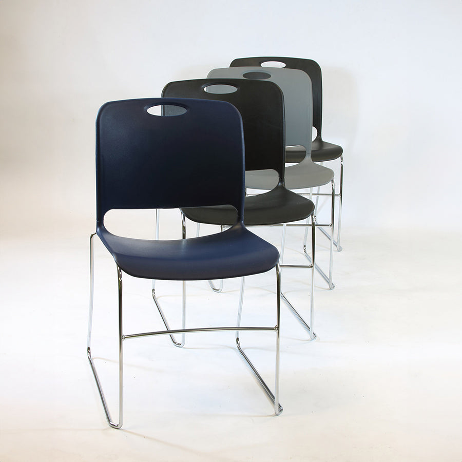 Maestro High Density Chairs Core Group x4 Black, Nordic, Blue Grey and Flannel Seat with Chrome Frame KI 1