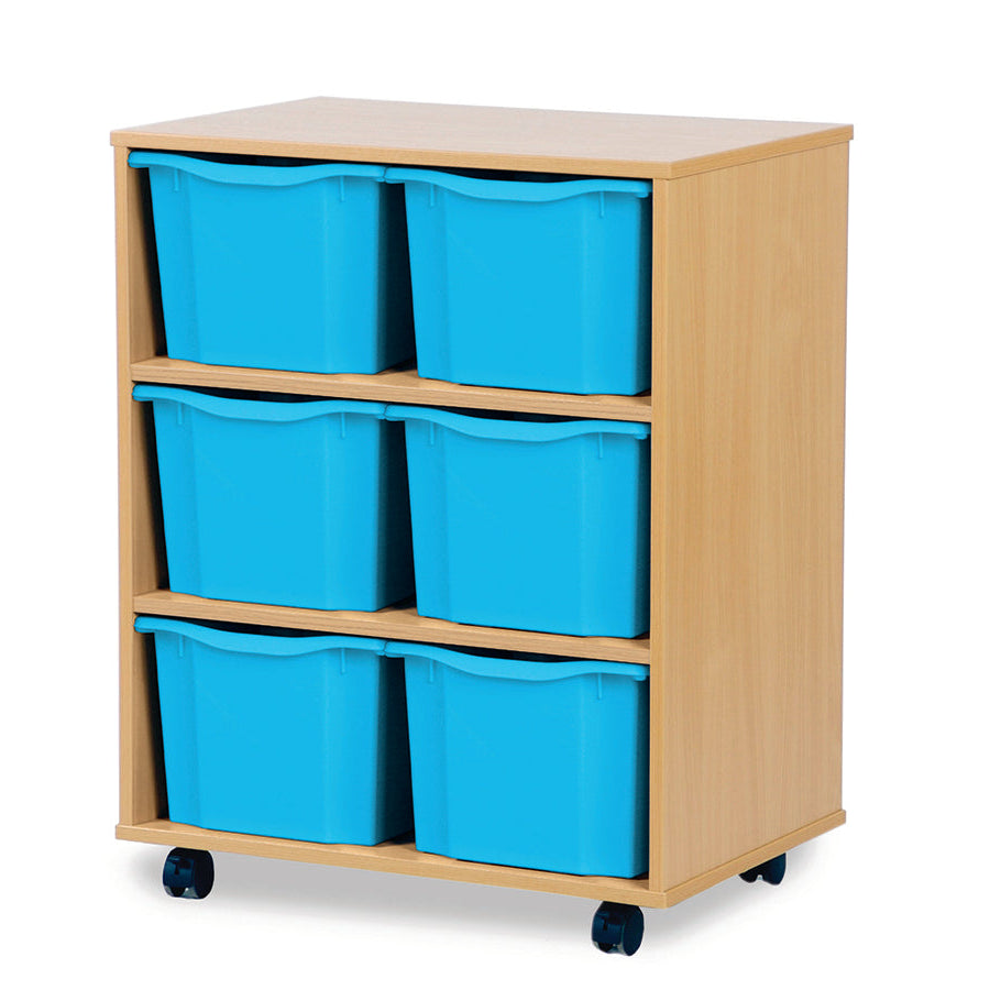 Monarch 6 Triple Storage Tray Unit Beech Cyan Monarch Trays