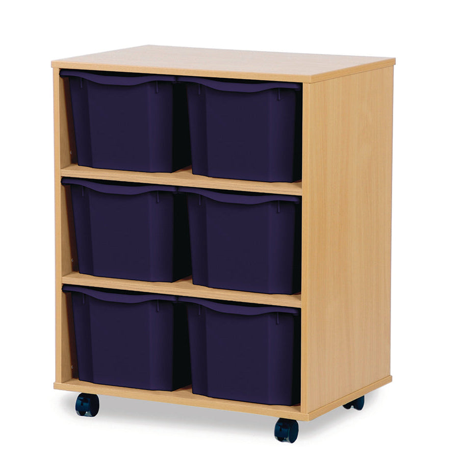 Monarch 6 Triple Storage Tray Unit Beech Dark Blue Monarch Trays