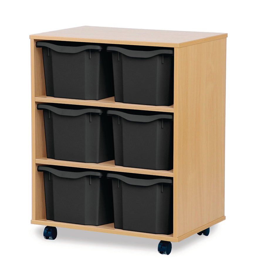 Monarch 6 Triple Storage Tray Unit Beech Dark Grey Monarch Trays