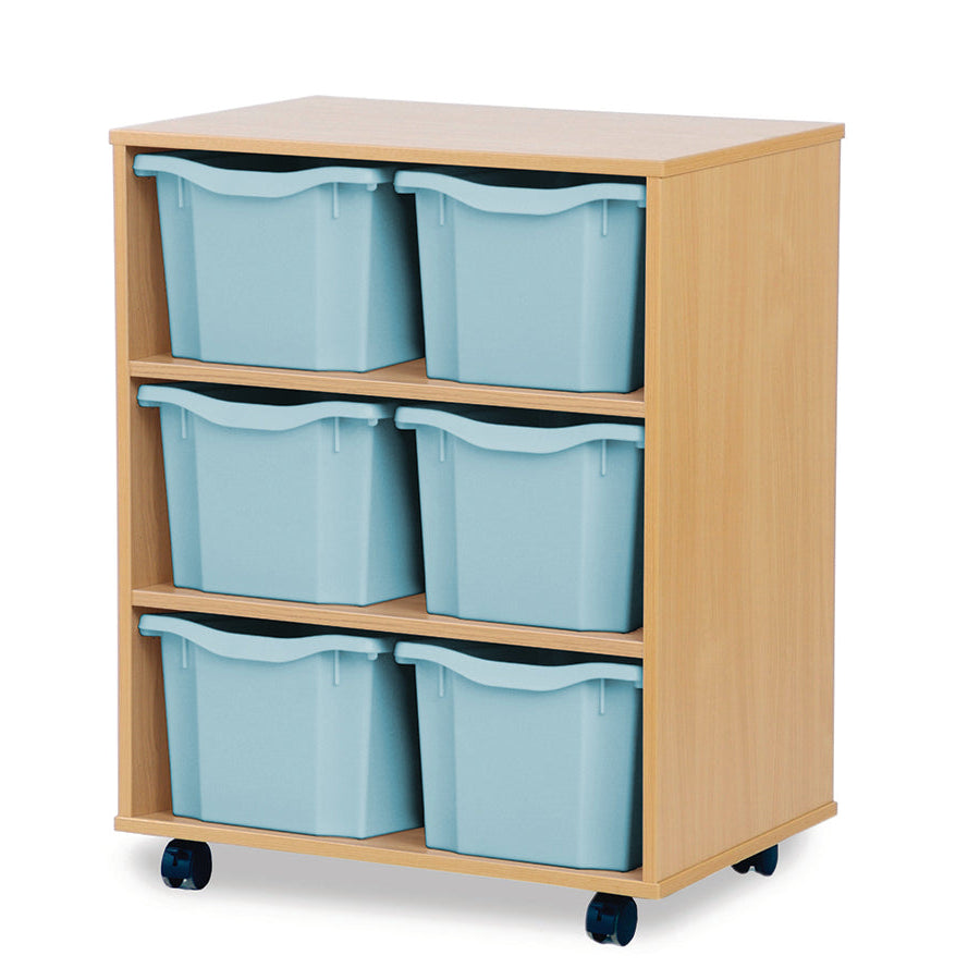 Monarch 6 Triple Storage Tray Unit Beech Light Blue Monarch Trays