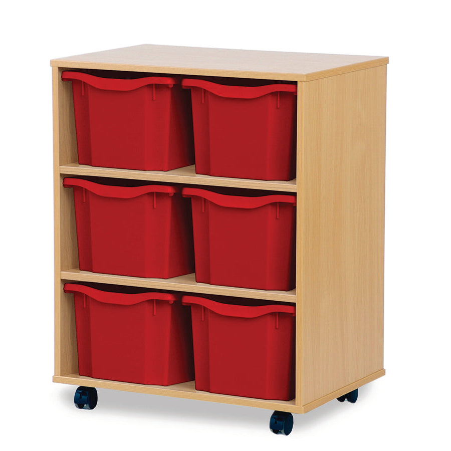 Monarch 6 Triple Storage Tray Unit Beech Red Monarch Trays