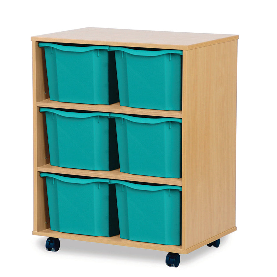 Monarch 6 Triple Storage Tray Unit Beech Turquoise Monarch Trays