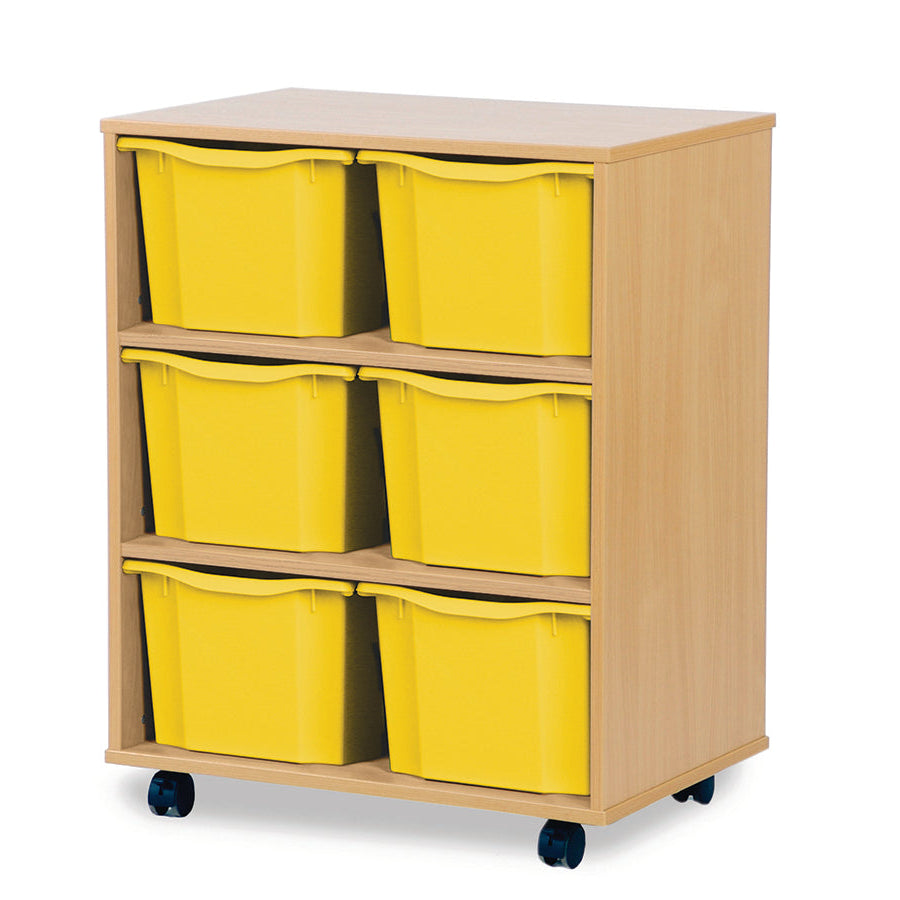 Monarch 6 Triple Storage Tray Unit Beech Yellow Monarch Trays