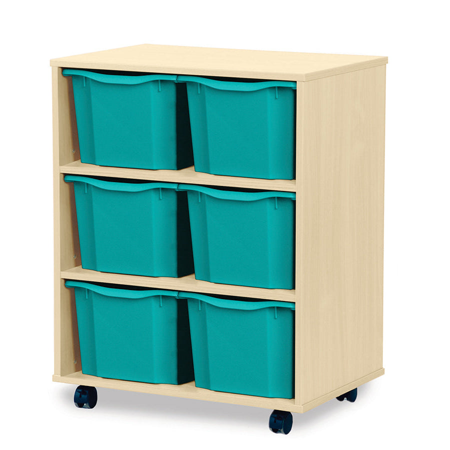 Monarch 6 Triple Storage Tray Unit Maple Turquoise Monarch Trays