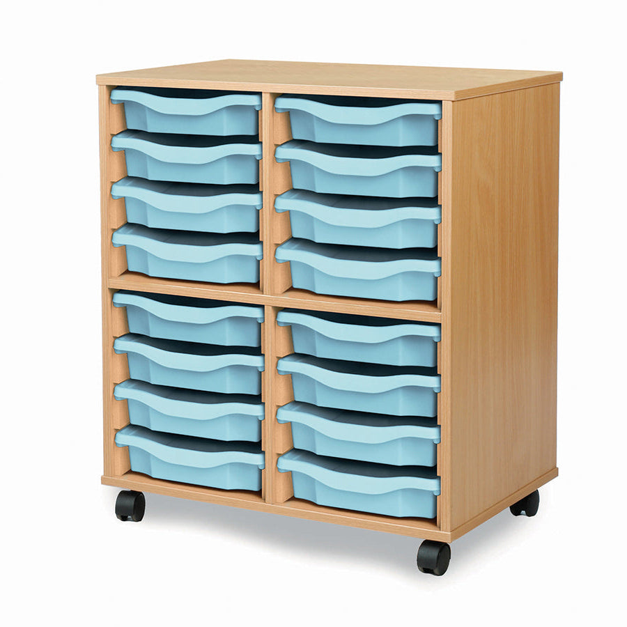 Monarch Allsorts Tray Units 16 Single Tray Unit Beech Light Blue Monarch trays