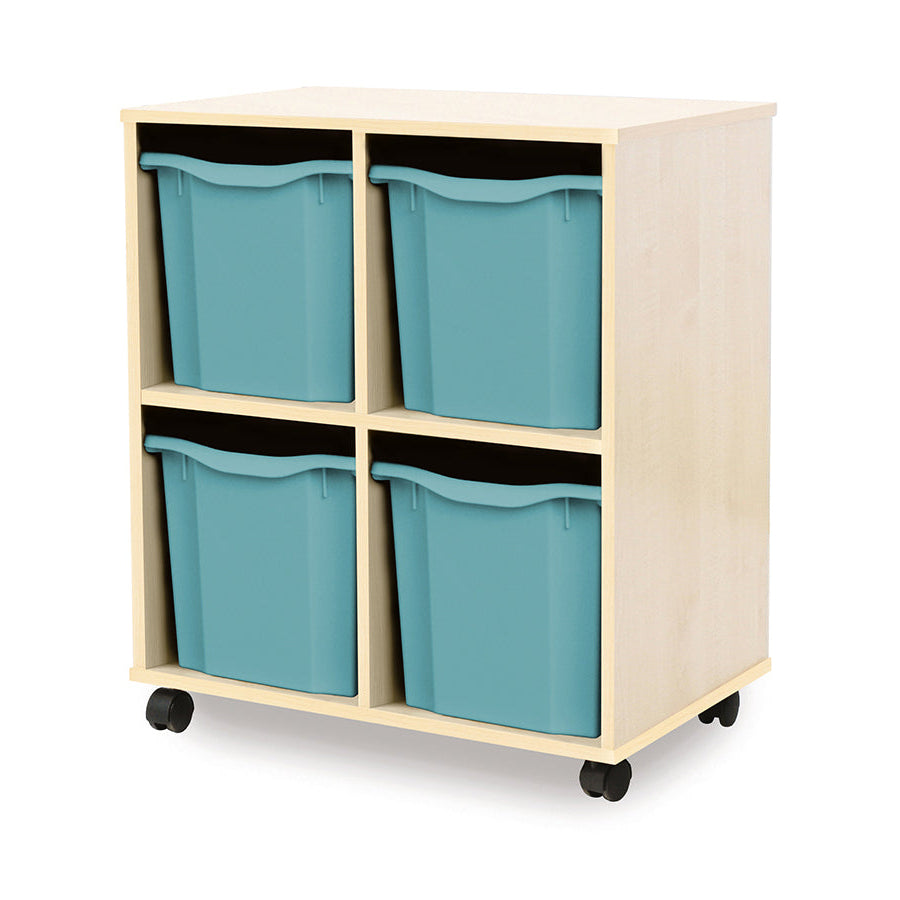 Monarch Allsorts Tray Units 4 Quad Tray Unit Maple Metal Blue Monarch Trays