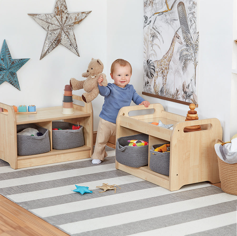 Compact Low Mirror Play Unit with 2 Clear Tubs or Baskets