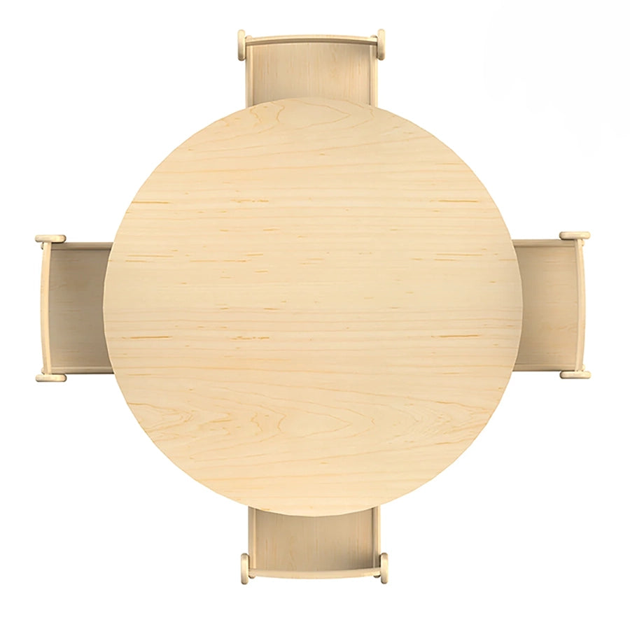 Medium Circular Table (Dia.900mm) + 4 Beech Stacking Chairs