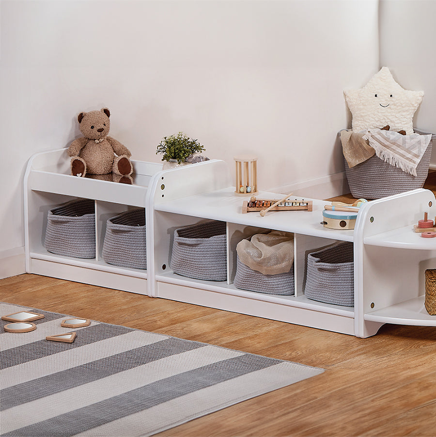 Bambino White Low Storage Unit (3X LG Rope Baskets)