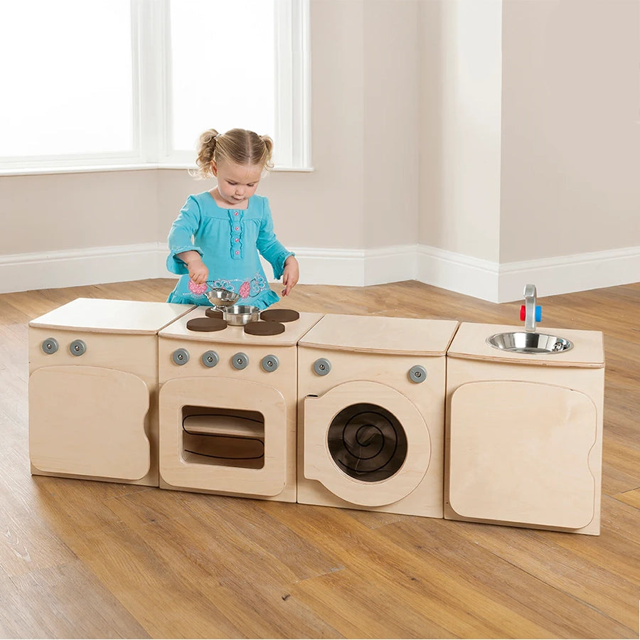 Natural Kitchen Set of 4 - Cooker, Fridge, Washer, Sink (H400mm)