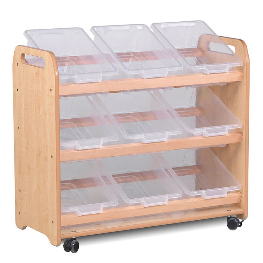 Tilt Tote Storage with 9 Clear Tubs or Baskets plus PT1146 Loose Parts Kit
