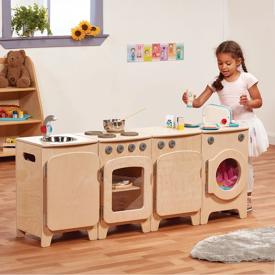 Natural Kitchen Set of 4 - Cooker, Sink, Washer, Fridge (H550mm)