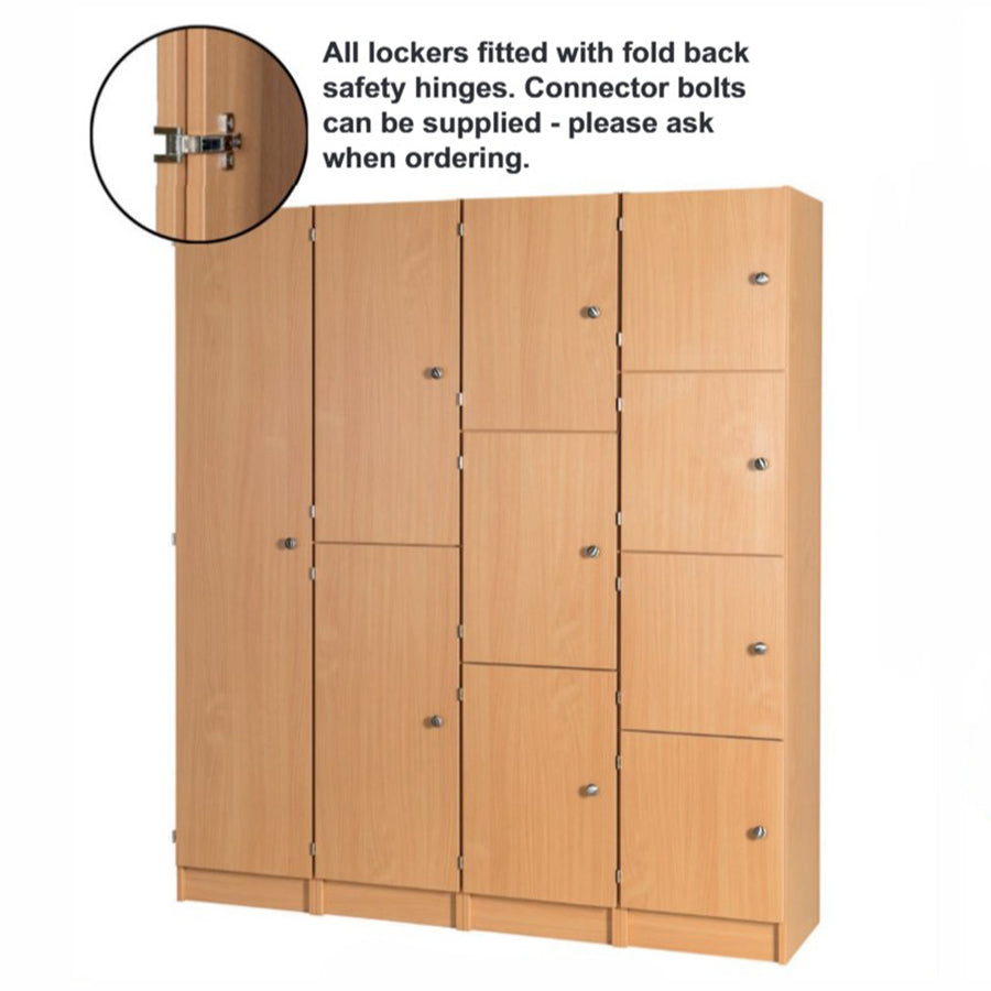 Primary Height One, two, three & Four Door Premium Wooden Lockers - H1370mm Flat Top with knob handles 1