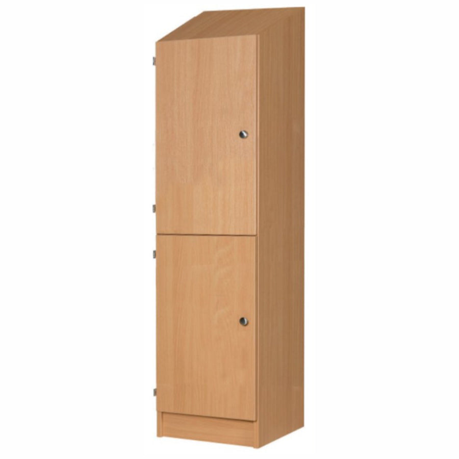 Primary Height Two Door Premium Wooden Locker - H1370mm Slope Top with knob handle
