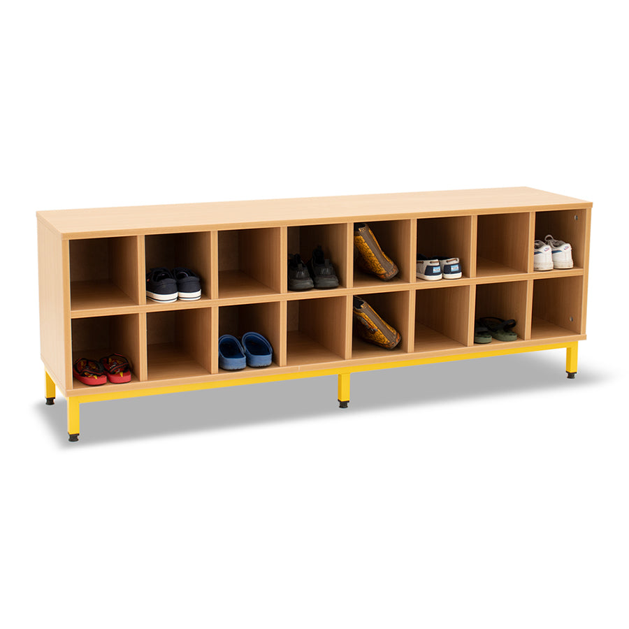 Cloakroom Bench with 16 Open Compartments
