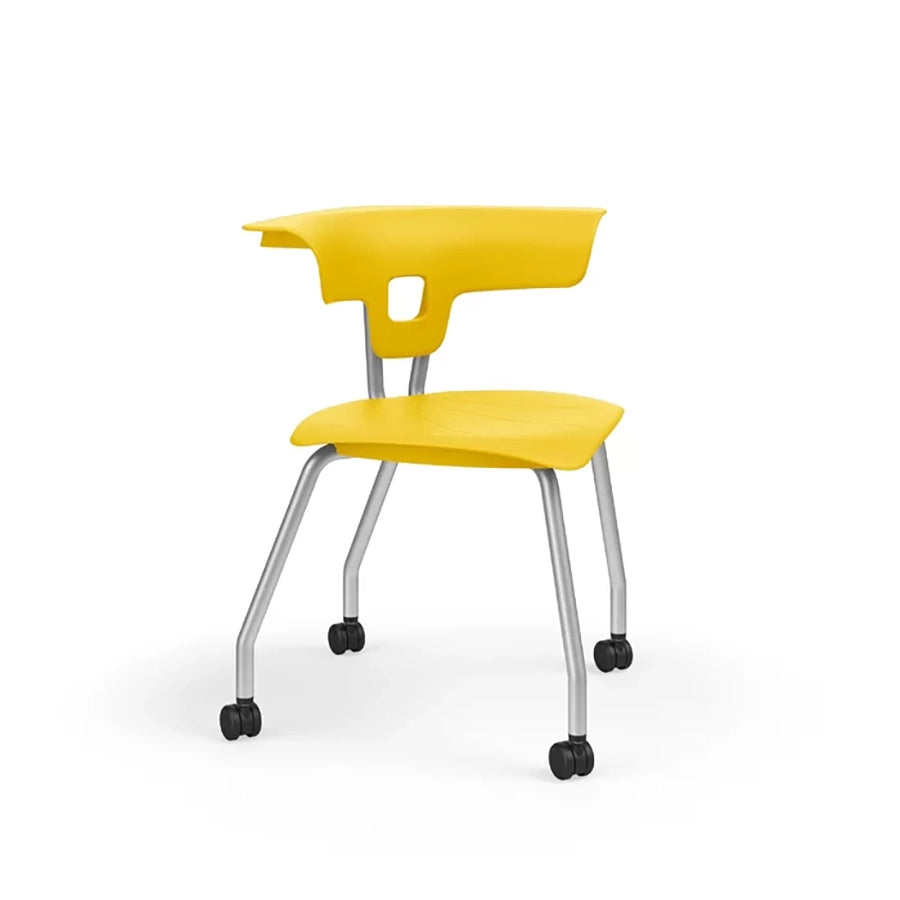 Ruckus 4 Leg Chair with castors chrome frame with rubber ducky seat and back 1