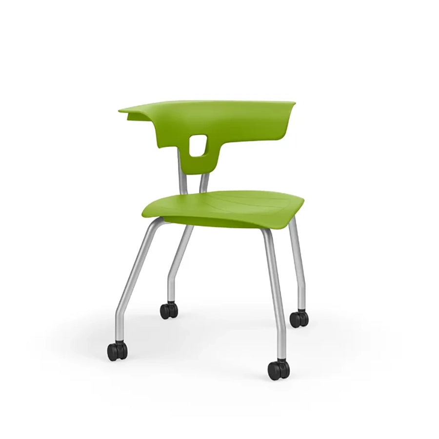 Ruckus 4 Leg Chair with castors chrome frame with zesty lime seat and back 1
