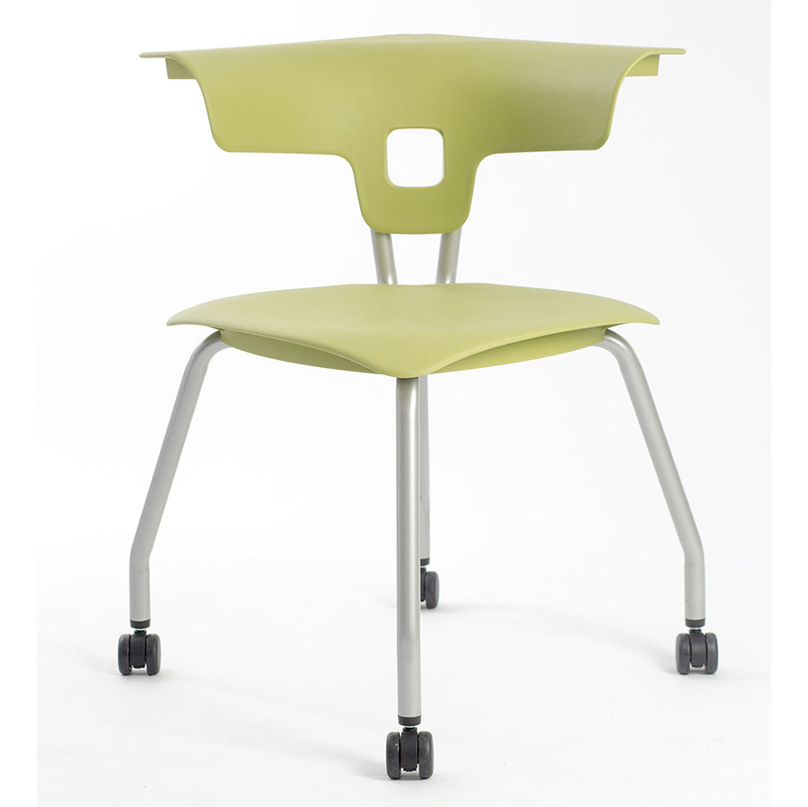 Ruckus 4 Leg Chair with castors starlight silver frame with zesty lime seat and back 1