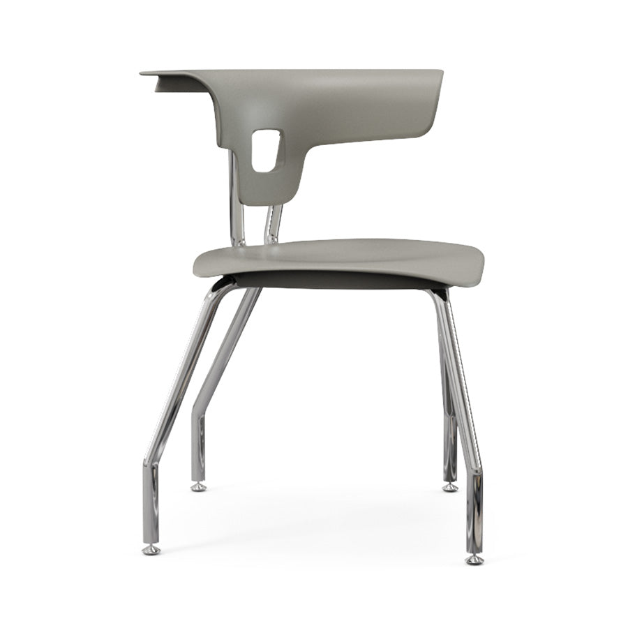 Ruckus 4 Leg Chair with glides chrome frame with warm grey seat and back 1