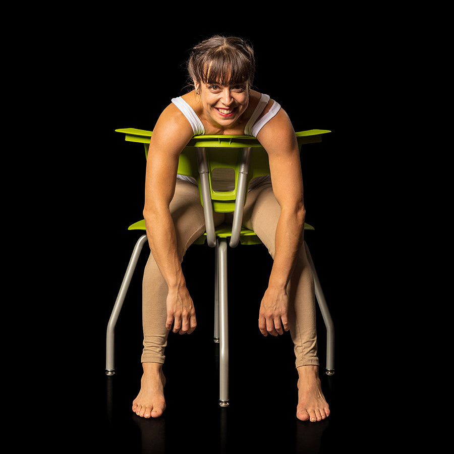 Ruckus 4 Leg Chair with glides starlight silver frame with zesty lime seat and back lifestyle image 2