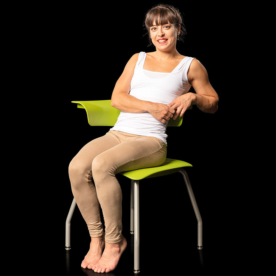 Ruckus 4 Leg Chair with glides starlight silver frame with zesty lime seat and back lifestyle image 7