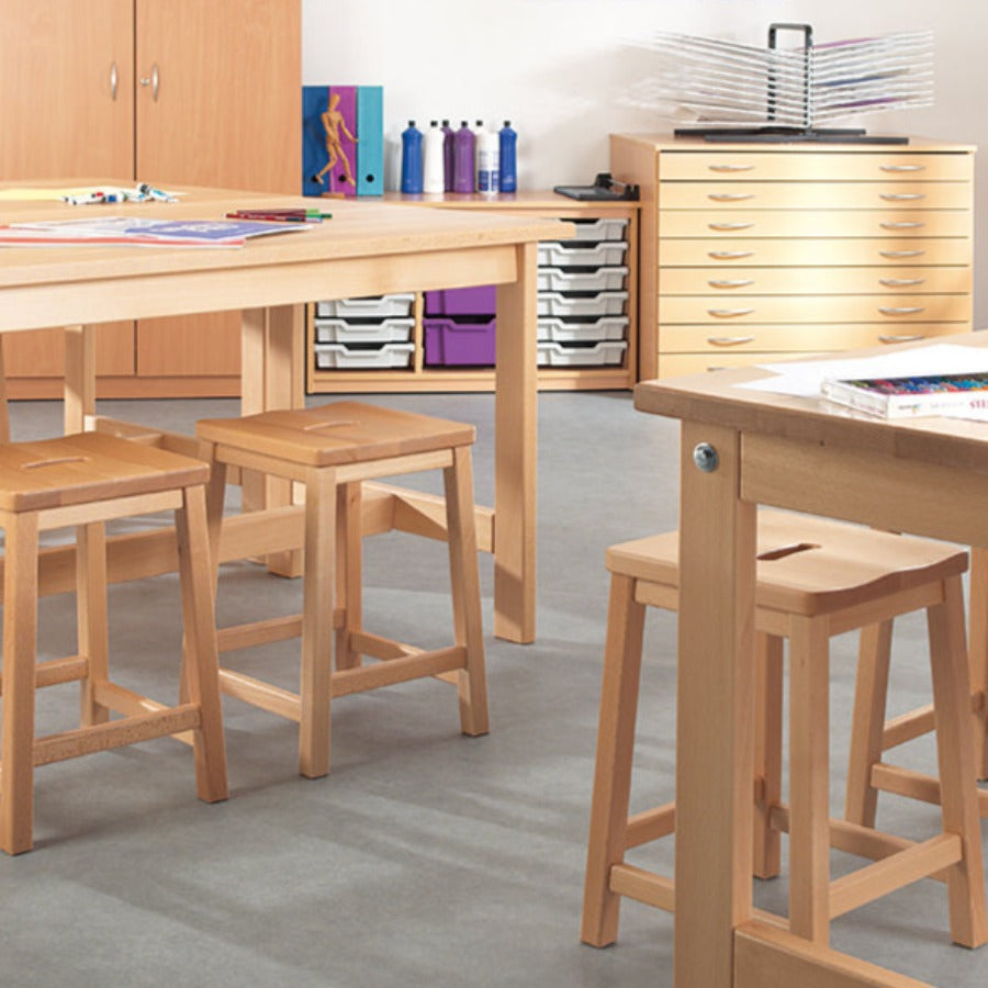 Heritage Beech Traditional Lab Stool Available from Stock