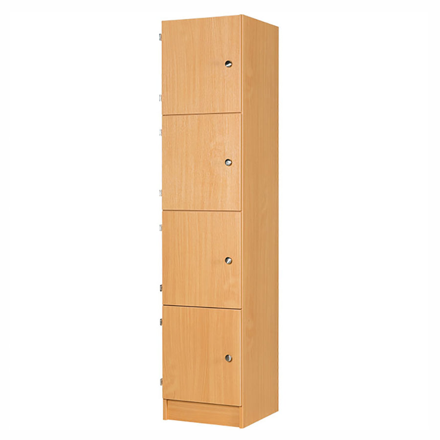 Secondary Height Four Door Premium Wooden Locker - H1800mm Flat Top with knob handle
