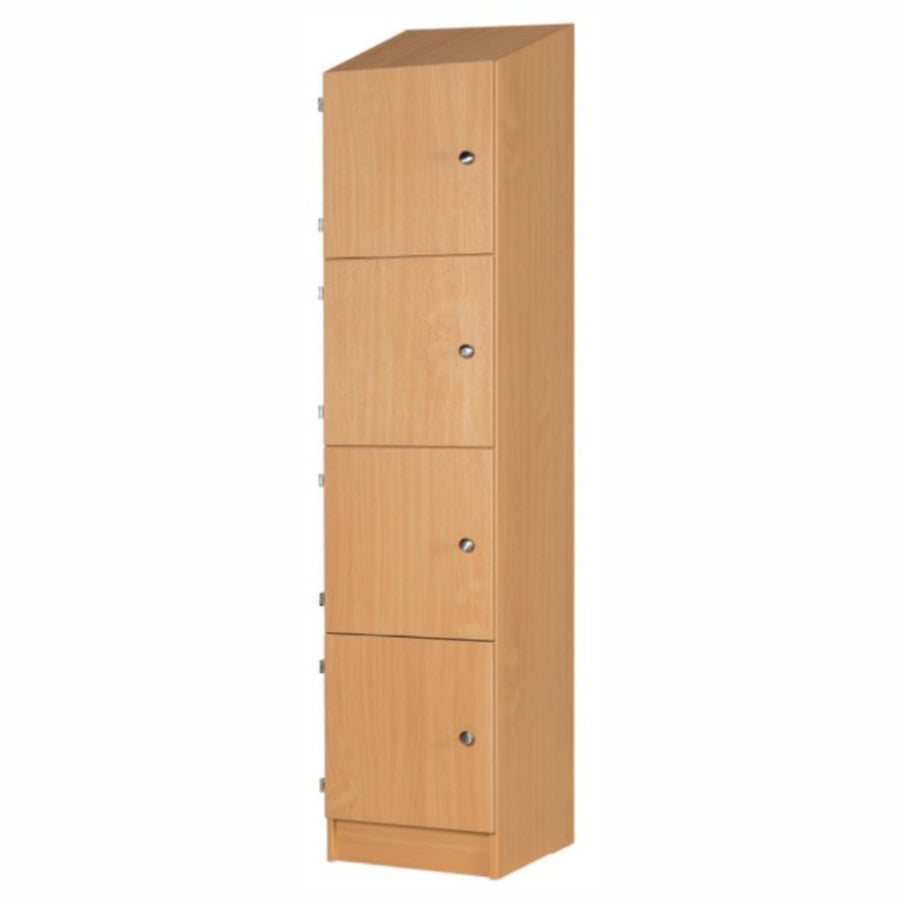 Secondary Height Four Door Premium Wooden Locker - H1800mm Slope Top with knob handle