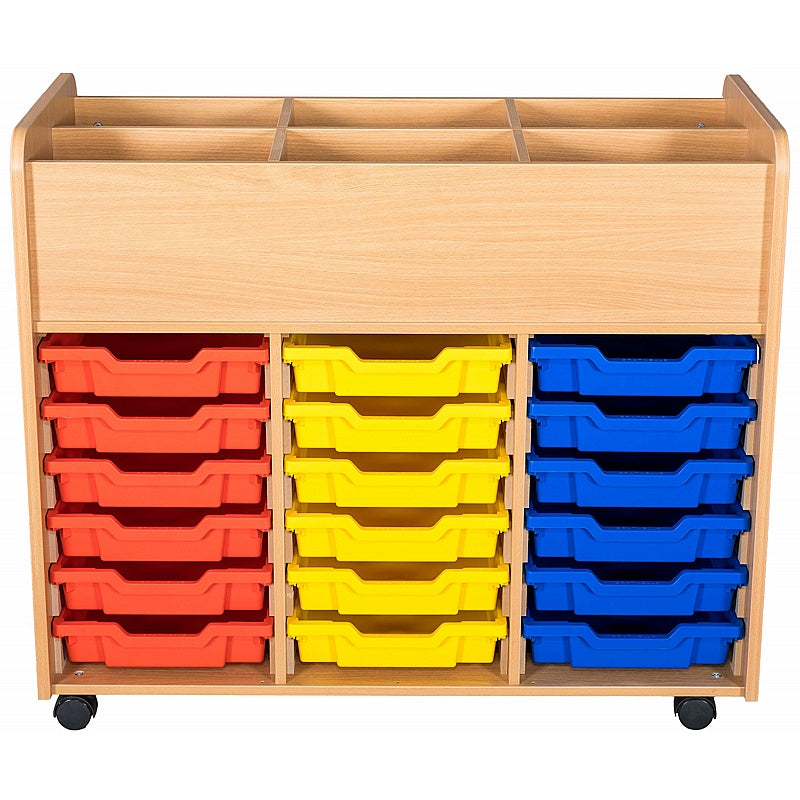 Smart Storage 18 Gratnells Tray Mobile Triple Kinderbox Book Trolley 2
