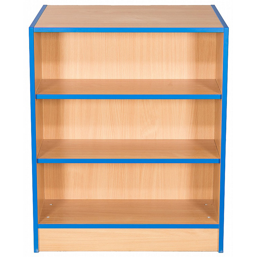 Smart Storage Folio 750mm Wide Double Sided Flat Top Library Bookcases with 2 shelves front view