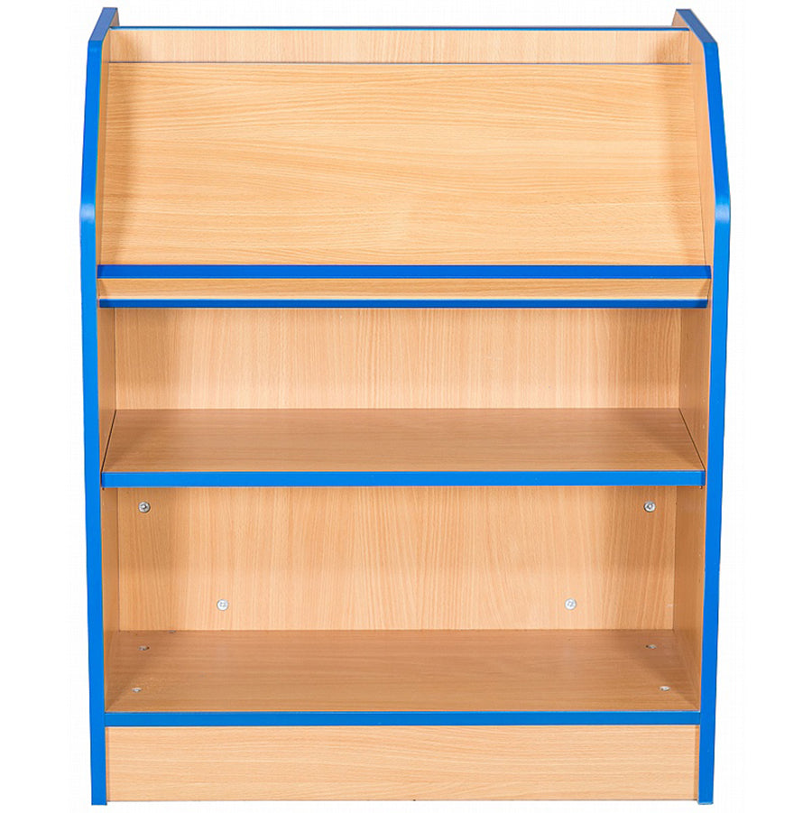 Smart Storage Folio 750mm Wide Double Sided Library Bookcase with Angled Top Shelf and 1 Adjustable Shelf front view