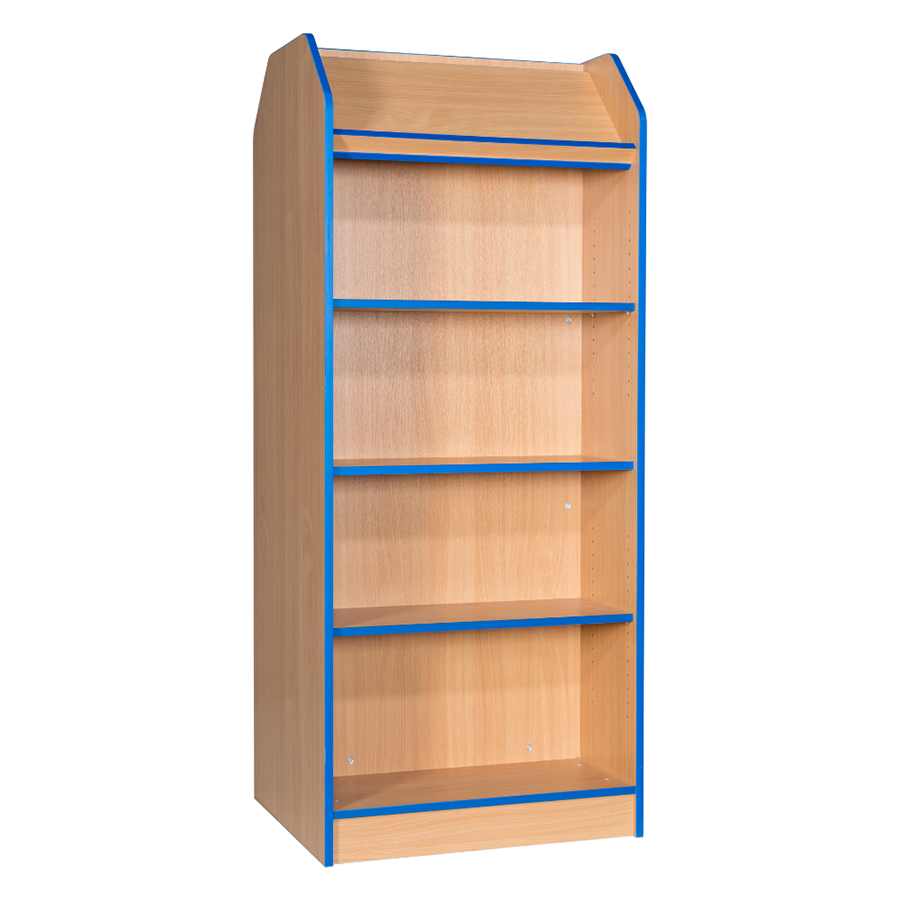Smart Storage Folio 750mm Wide Double Sided Library Bookcase with Angled Top Shelf and 3 Adjustable Shelves
