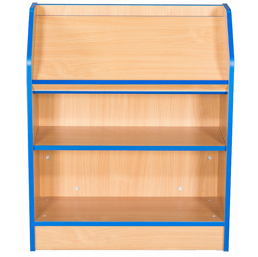 Smart Storage Folio 750mm Wide Library Bookcase with 1 Angled Top Shelf and 1 Adjustable Shelf front view