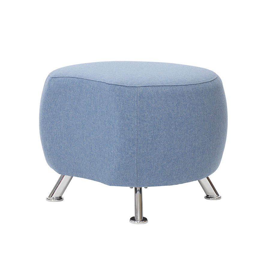 SELBY SCALLOPED ROUND POUF WITH CHROME PLATED LEGS