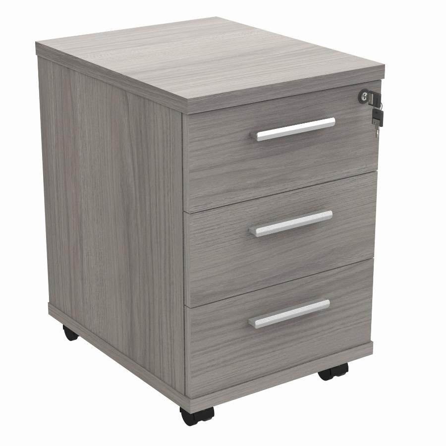 WORKSPACE NOW 3 DRAWER MOBILE PEDESTAL GREY OAK
