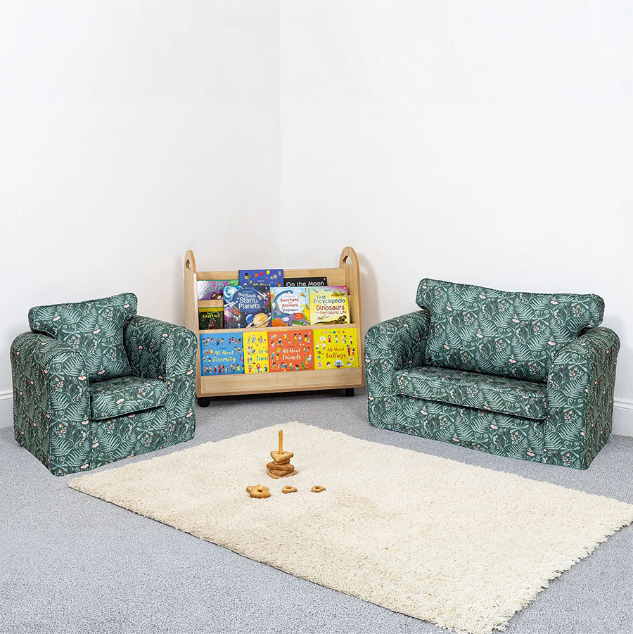 Willowbrook Farmhouse Kendal Loose Cover Range Chair and Sofa DFEU227 Green Floral Print for Children Lifestyle Image