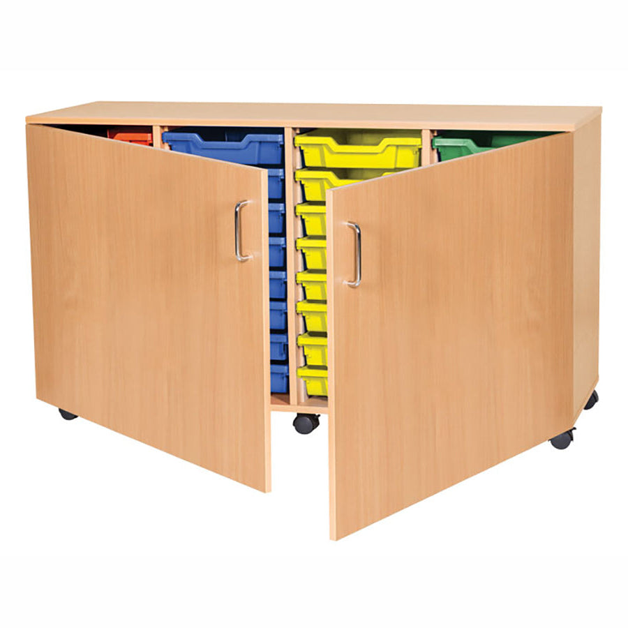 SMART STORAGE-32 SHALLOW TRAY QUAD MOBILE UNIT WITH DOORS