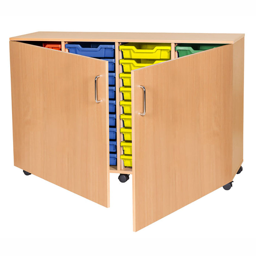 SMART STORAGE-36 SHALLOW TRAY QUAD MOBILE UNIT WITH DOORS
